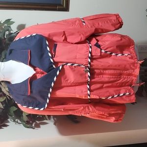 Vintage Red/White/Blue Nautical Mulberry Street All Weather Coat - Size Large